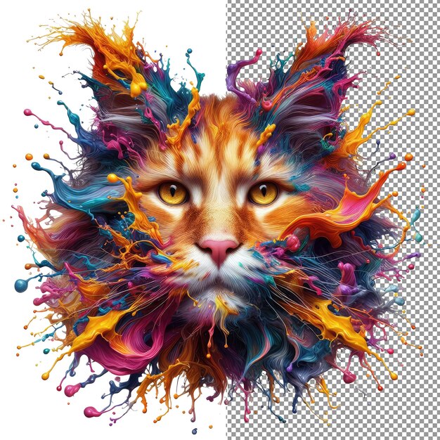 PSD das farbenfrohe porträt der kaleidokitty-katze