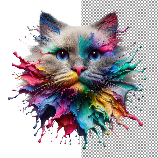 PSD das farbenfrohe porträt der kaleidokitty-katze