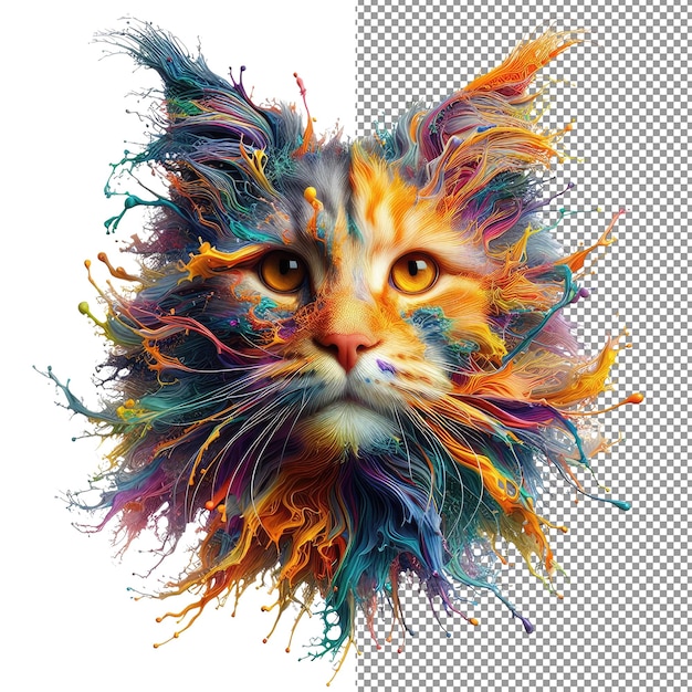 PSD das farbenfrohe porträt der kaleidokitty-katze