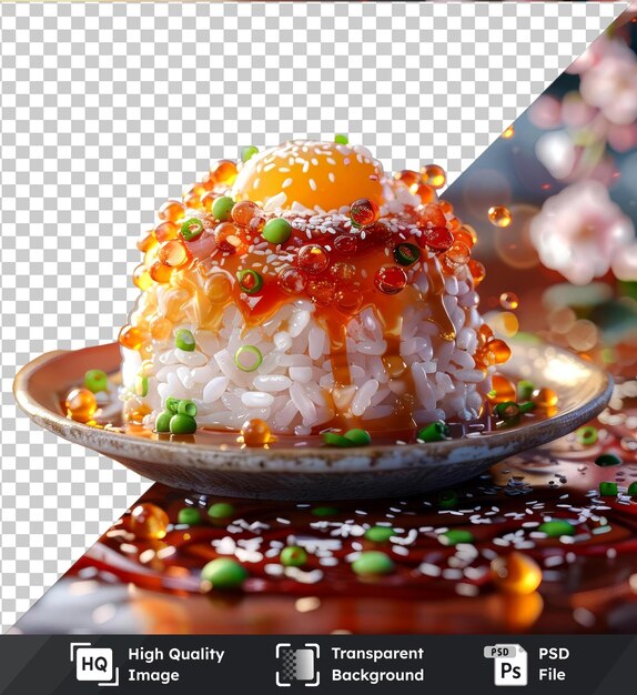 PSD das foto zeigt okonomiyaki, ein beliebtes japanisches gericht, das elegant auf einem weißen teller serviert wird.