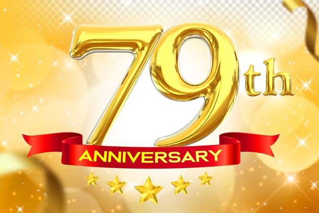 Das goldene banner des 79. jahrestages 3d