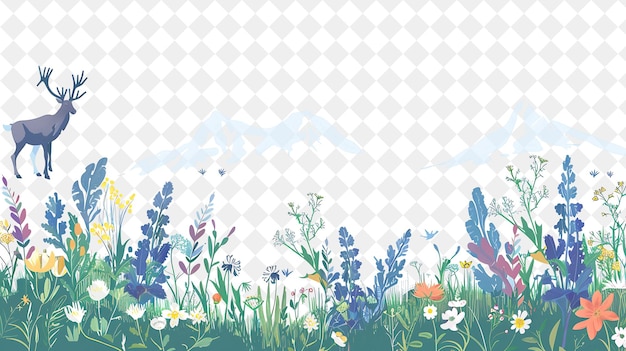 das Gras im Hintergrund der Wiese mit Blumen und Schmetterlingen