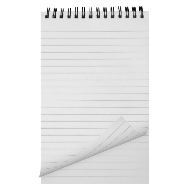 PSD das isolierte spiralpapier-notebook mit gekrümmtem papier