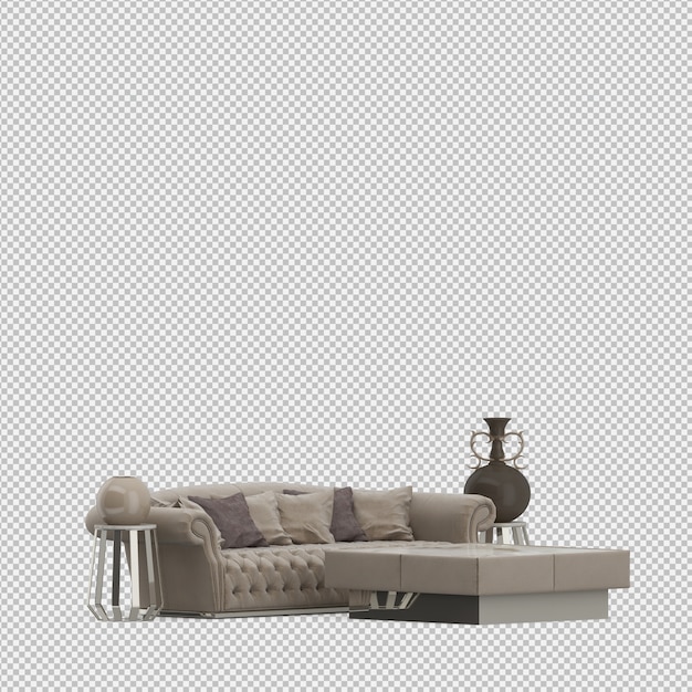 Das isometrische getrennte Sofa 3D übertragen