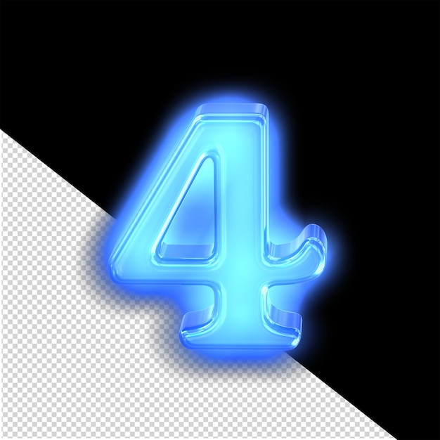 Das neonblaue Symbol Nummer 4
