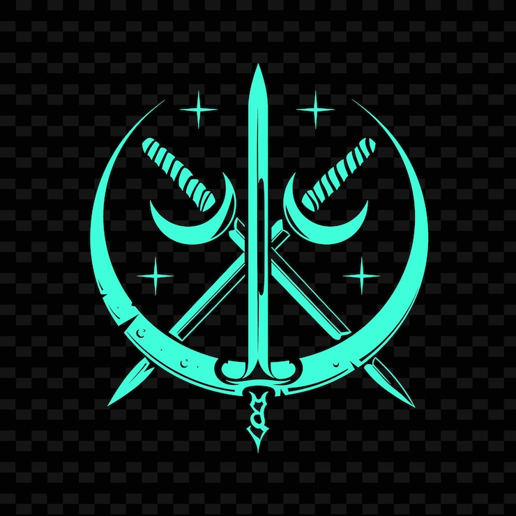 PSD das osmanische janissary tughra-logo mit halbmond- und scimit-kreativen stammesvektor-designs