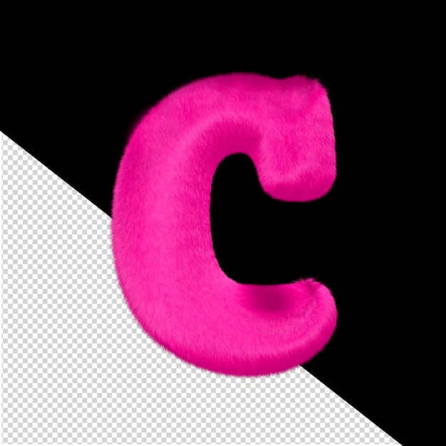 Das pinkfarbene fellsymbol buchstabe c