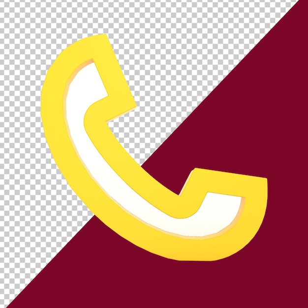Das PSD-Telefon ist auf einem roten Hintergrund mit einem gelben Telefon darauf mit transparentem Hintergrund