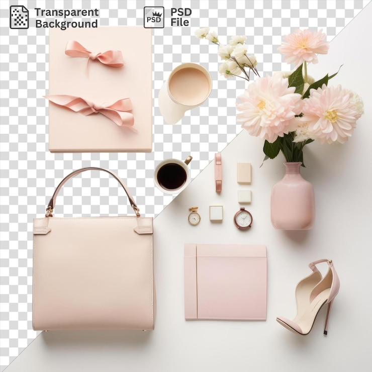 PSD das wesentliche einer eleganten dame objekt isoliert auf klarem hintergrund
