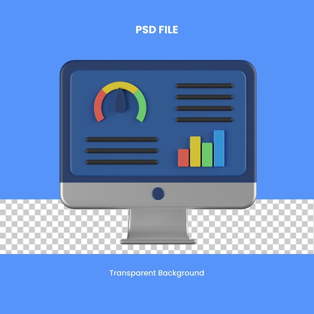 PSD dashboard 3d-rendering symbol illustration analysen