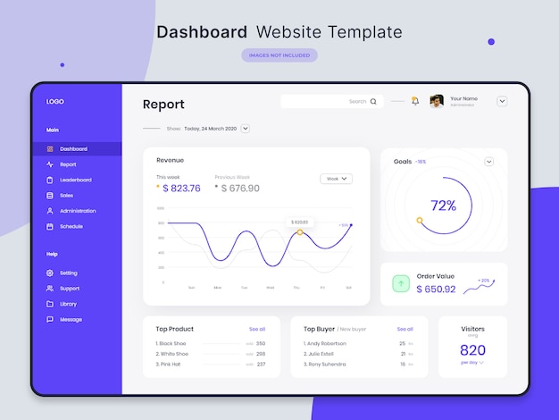 Dashboard-Website-Vorlage