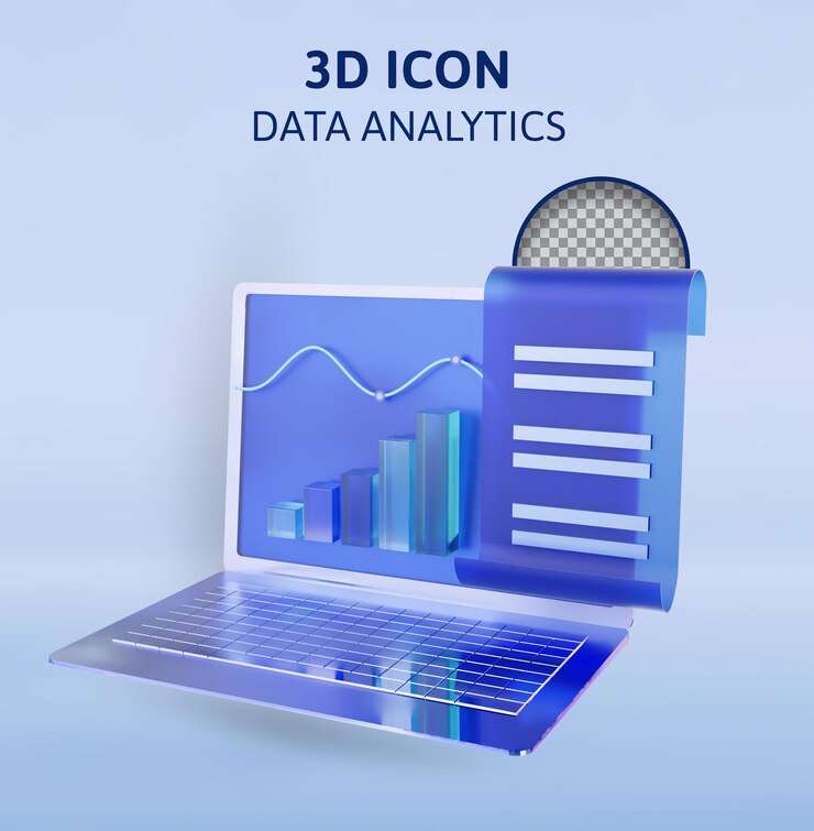 PSD data analytics 3d rendering illustration
