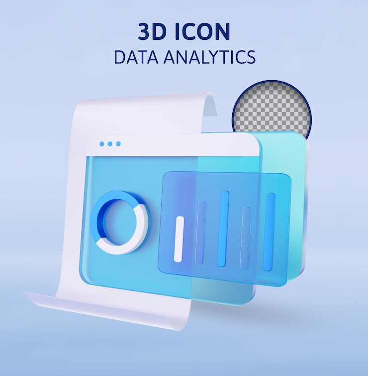 PSD data analytics 3d rendering illustration