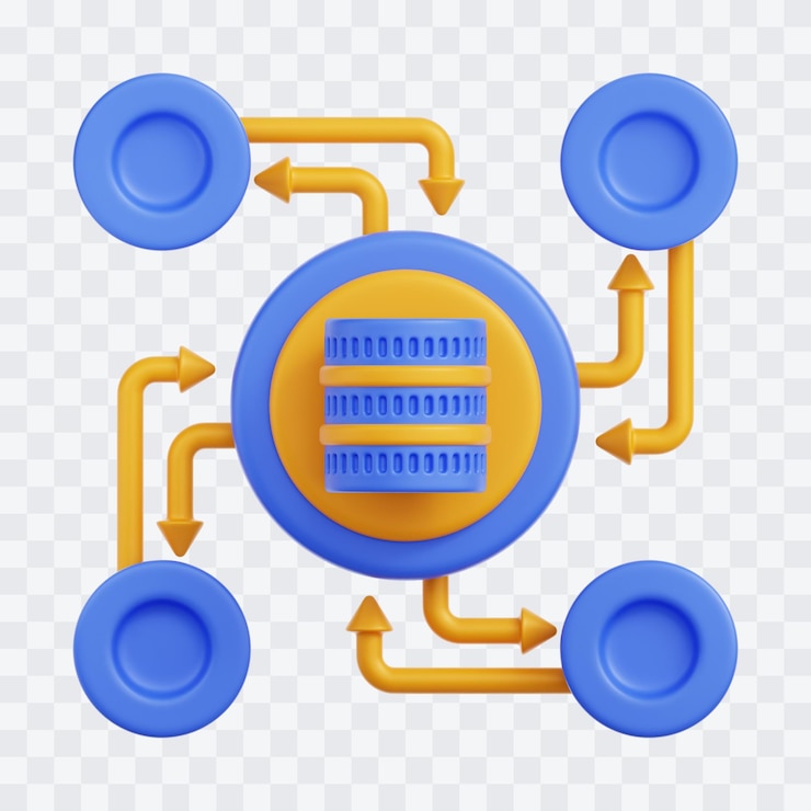 PSD data flow 3d illustration