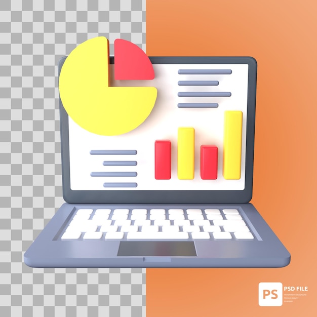 Data Laptop In 3D Illustration Design Assets for Business SEO and other