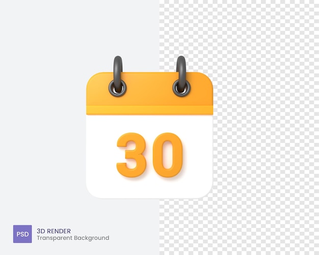 Date de début de l'icône du calendrier 3D à partir de 30