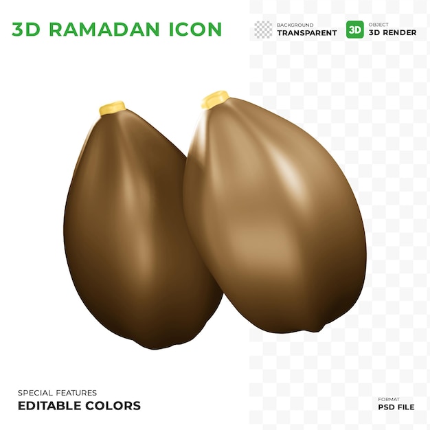 Date Fruit Ramadan 3D Icon adatto per il concetto di eid mubarak