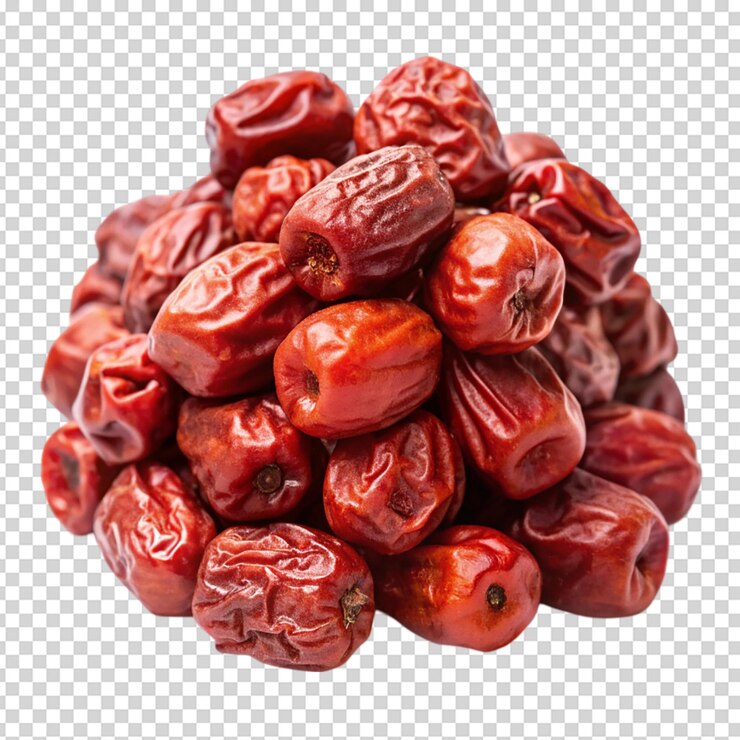 PSD date rojo seco o jujube chino con fondo blanco aislado