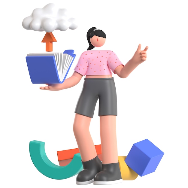 Datei-Dokument 3D-Illustration hochladen