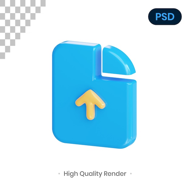 Datei pfeil nach oben 3d render illustration premium psd