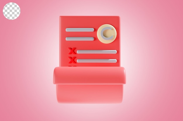 Datei „zurück zur schule“-symbol 3d-rendering mit rotem thema
