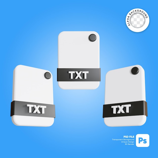 Dateiformate txt 3D Icon rendern