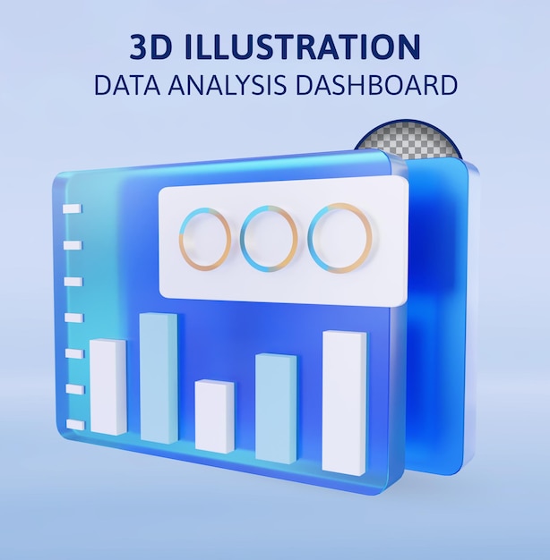 PSD datenanalyse-dashboard 3d-rendering-illustration