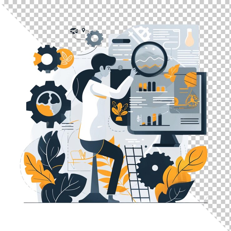 PSD datenillustration, die auf durchsichtigem hintergrund isoliert ist