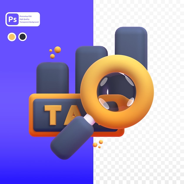Datenrecherche in 3D-Render für grafische Asset-Webpräsentationen oder andere