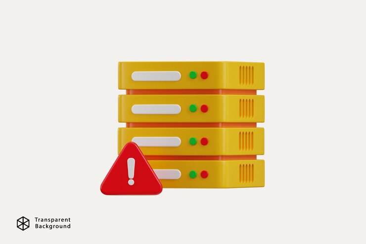 PSD datenzentrum mit spam-alert-symbol konzept der cloud-speicherung gefahrenrisiko-ikonen 3d-rendering