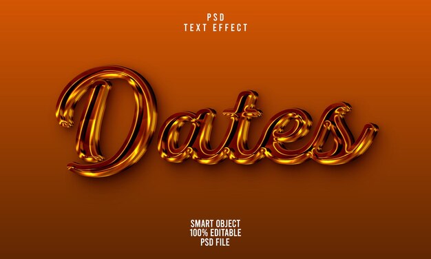 PSD dates effet de texte modifiable en 3d