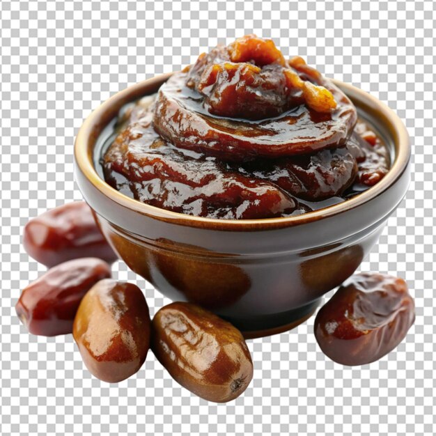 Dates frescos en el cuenco sobre fondo blanco