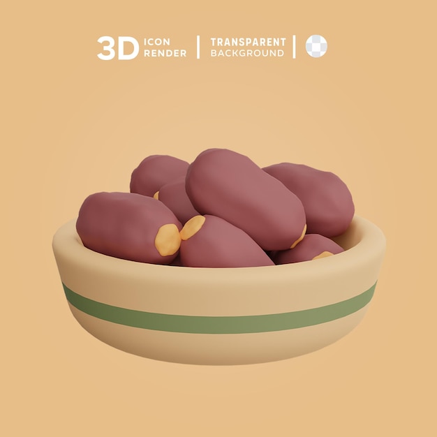 PSD les dates psd dans le bol illustration 3d