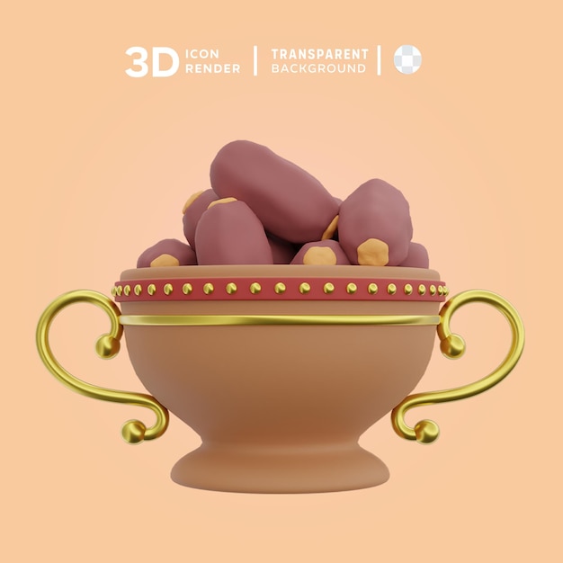 PSD les dates psd dans le bol illustration 3d