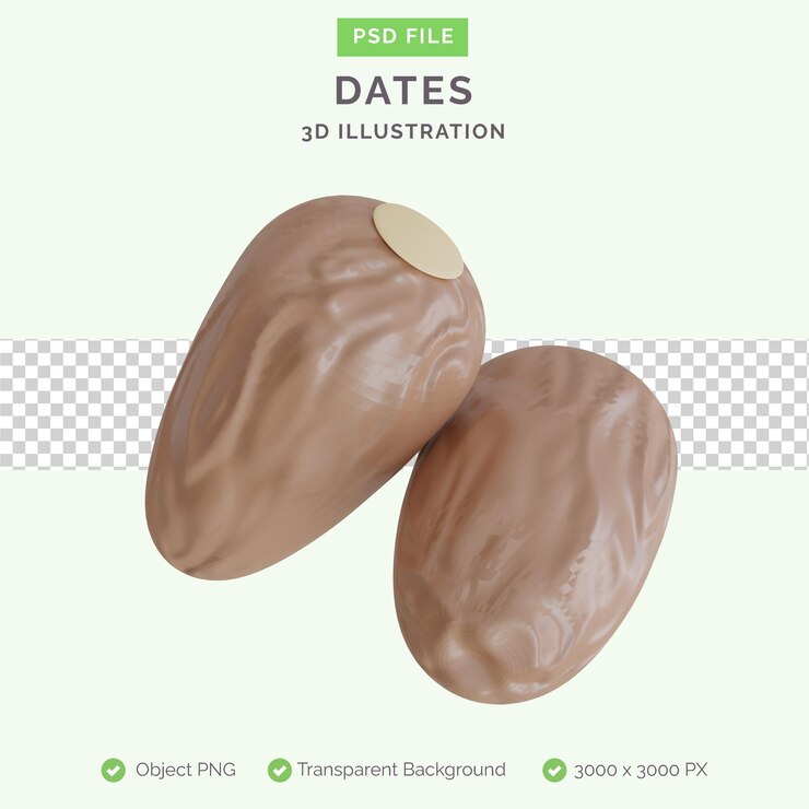 PSD dátiles fruta 3d ilustración