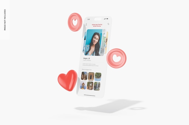 Dating-App-Floating-Screen-Mockup, rechte Ansicht
