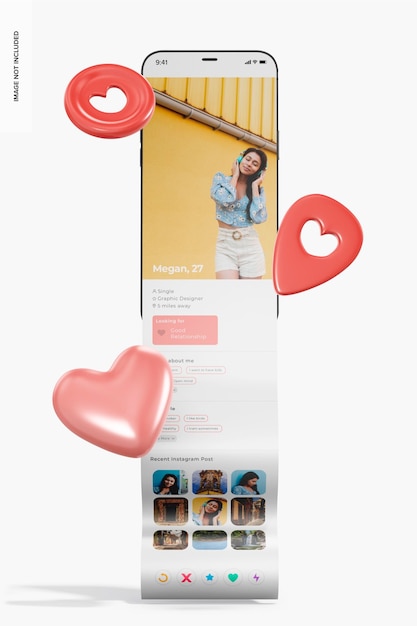Dating Page Long Scroll Bildschirm-Mockup, Frontansicht