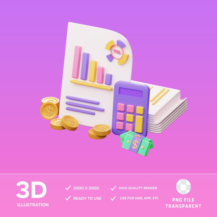PSD datos contables de psd ilustración en 3d