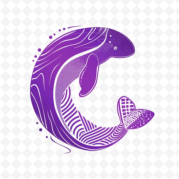 PSD un dauphin violet avec un motif de points et un dauphine