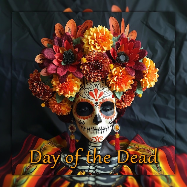 PSD day of the dead da de muertos celebration background social media post design