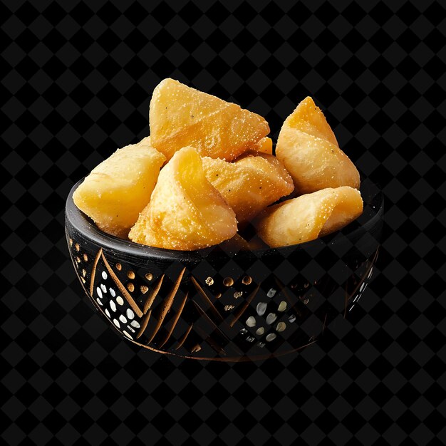 Dazzling Neon Rays Fried Cassava Chips Gari en una decoración de comida de neón tradicional de PNG Colección Y2K
