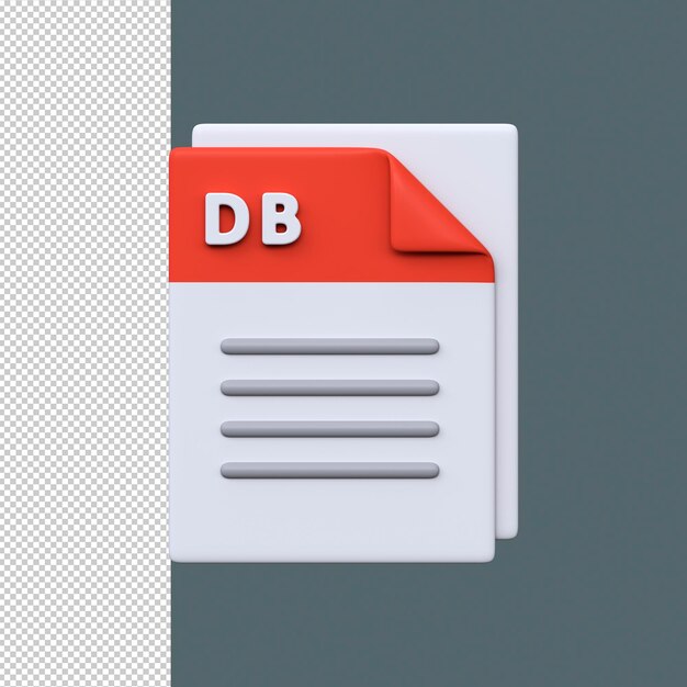 DB file format 3D icon Database file for storing structured information records and application data