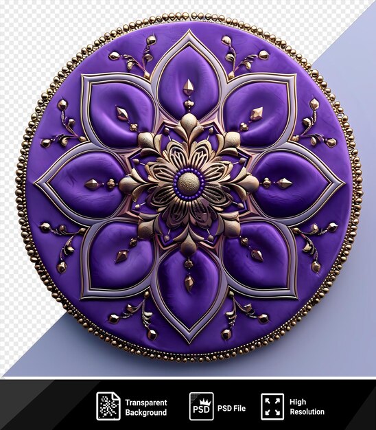 PSD de coasters temáticos de ramadã em roxo e dourado em um fundo azul