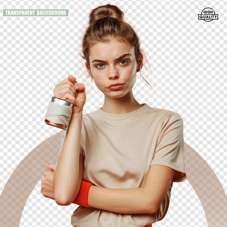 PSD de uma bela jovem mulher sorrindo isolada em um fundo transparente