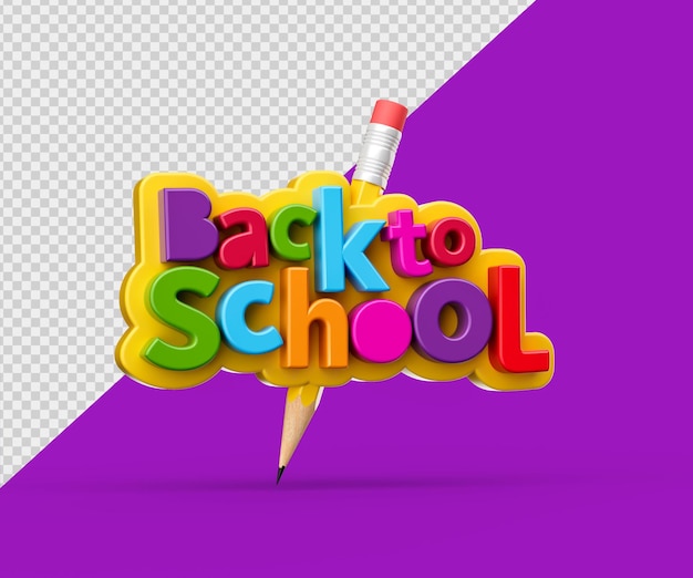 PSD de volta ao modelo de design de banner de cartaz da escola ilustração 3d de fundo de educação de lápis amarelo