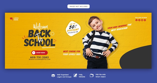 De volta às aulas modelo de banner de capa do Facebook