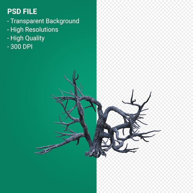 PSD dead tree 3d render isolado