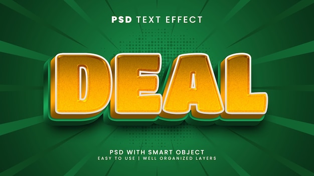 deal 3d editable text effect with glossy and gold text style