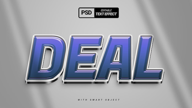 Deal azul 3d elegante título publicitário design de efeito de texto 3d