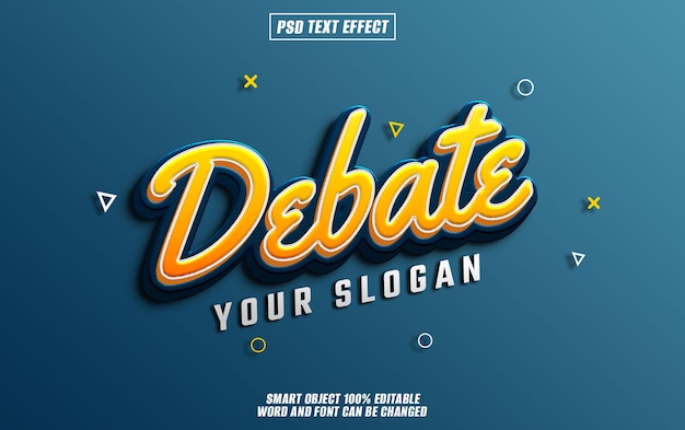 debate text effect font editable typography 3d text